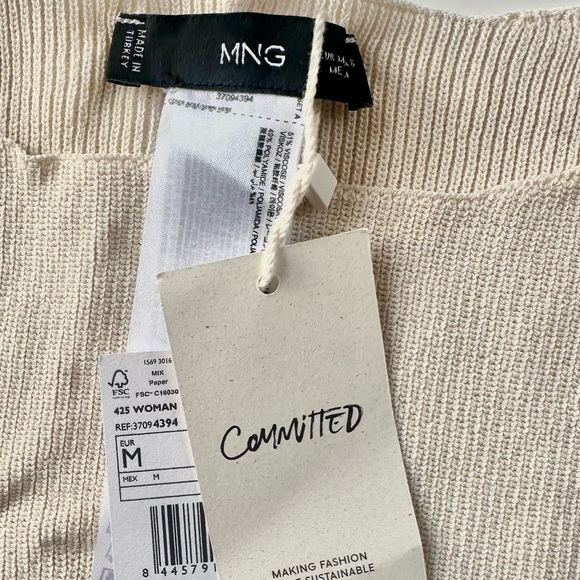 Mango Off White Knit Dress Long Sleeve with Cut-Out Sides - Picture 4 of 5